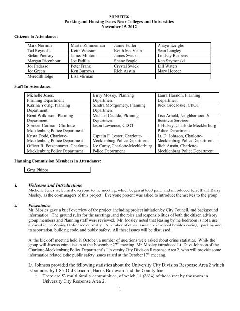 Minutes - Charlotte-Mecklenburg County