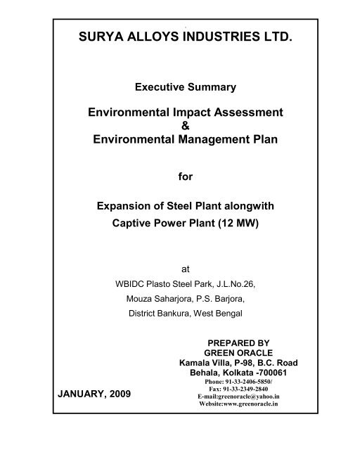 Surya Alloys Industries Ltd West Bengal Pollution Control Board