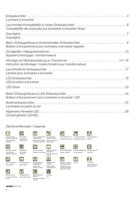 Einbauleuchten Luminaires Ã  encastrer - NOSERLIGHT AG ...