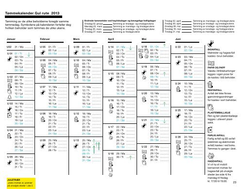 tÃƒÂ¸mmekalender gul rute 2013 - Sandnes Kommune