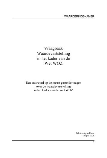 Vraagbaak waardevaststelling - Waarderingskamer