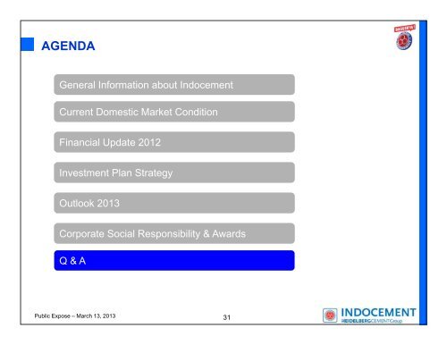 PUBLIC EXPOSE - Indocement Tunggal Prakarsa, PT.
