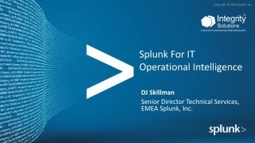 Splunk For IT Operational Intelligence - Integrity Solutions