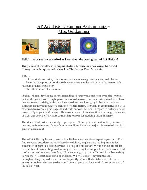 AP Art History Summer Assignments - St. Cecilia Academy