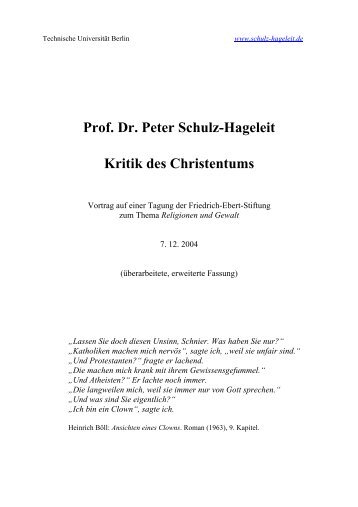 Kritik des Christentums - Prof. Dr. Schulz-Hageleit