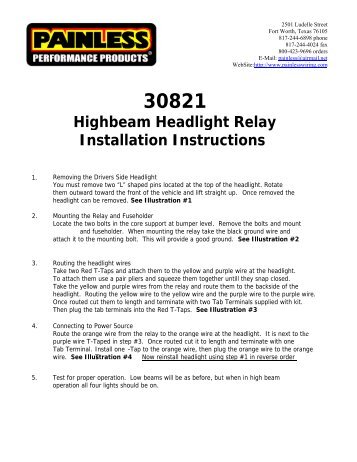 High Beam Headlight Relay Kit - Painless Wiring
