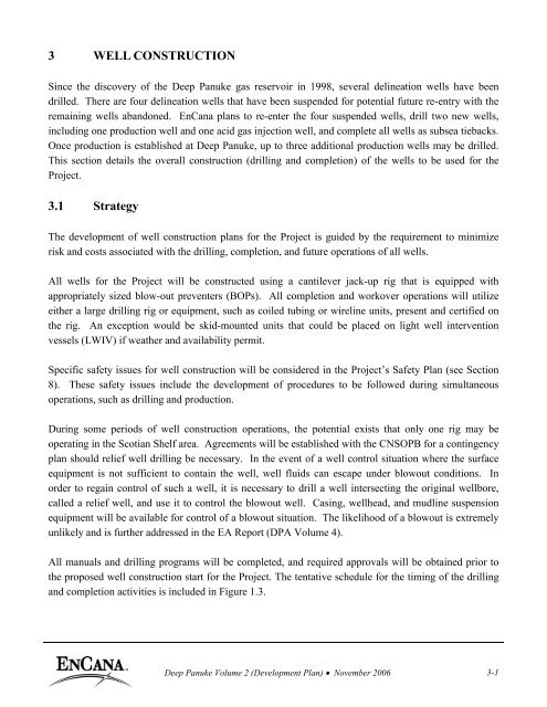 3 WELL CONSTRUCTION 3.1 Strategy - Encana