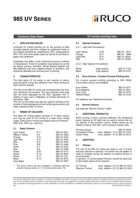 985 UV SERIES - Kaye Dee Marking Equipment