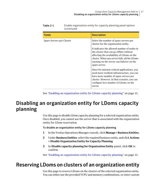 Veritas™ Operations Manager LDom Capacity Management Add-on ...