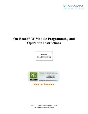 On-BoardÂ® W Module Programming and Operation ... - PTB Sales