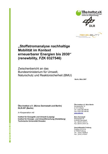 âStoffstromanalyse nachhaltige MobilitÃ¤t im Kontext ... - Renewbility