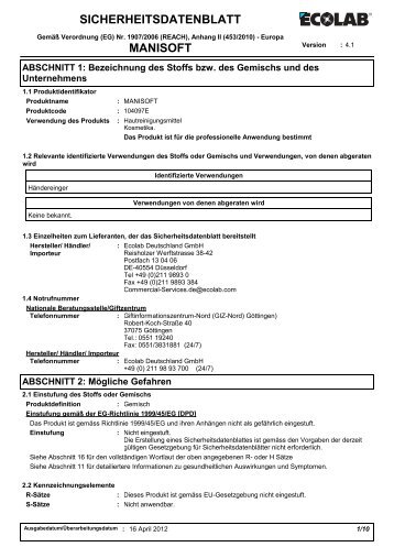 SICHERHEITSDATENBLATT MANISOFT - Servoprax GmbH