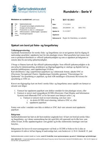 Last ned rundskrivet som pdf - SjÃ¸fartsdirektoratet