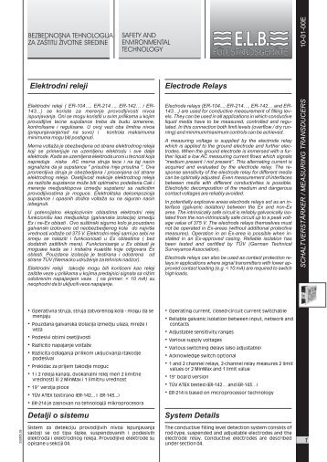 Elektrodni releji Electrode Relays Detalji o sistemu System Details