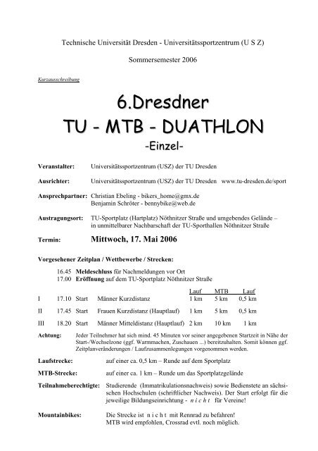 6.Dresdner TU - MTB - DUATHLON - Sport - Technische UniversitÃ¤t ...