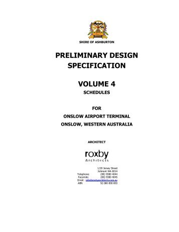 preliminary design specification volume 4 - Shire of Ashburton