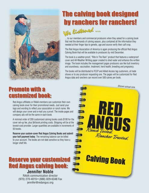 The Calving Book Designed By Ranchers For Ranchers Red Angus