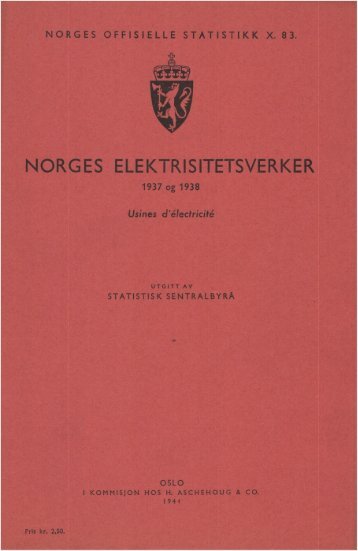 Norges elektrisitetsverker 1937 og 1938 - SSB