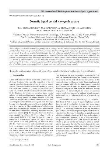 Nematic liquid crystal waveguide arrays