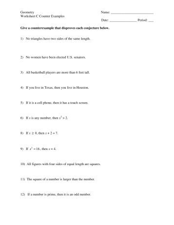 Worksheet C Counter Examples Date: Period