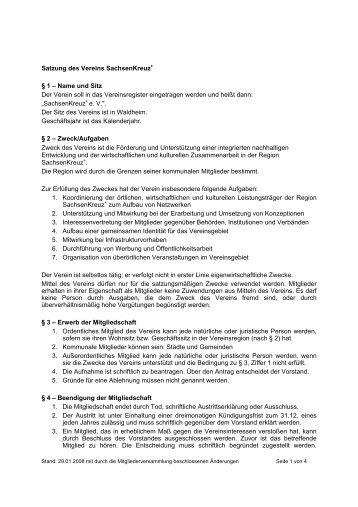 Satzung des Vereins SachsenKreuz+ § 1 - PLA.NET Planernetzwerk