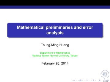 Mathematical preliminaries and error analysis
