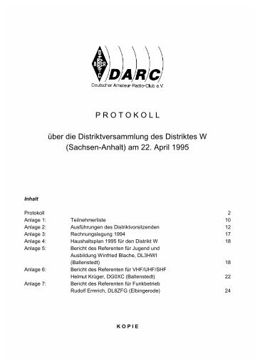 Protokoll über die Distriktversammlung des Distriktes W ... - DARC