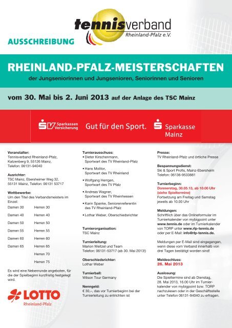 Ausschreibung - Tennisverband Rheinland-Pfalz e.V.