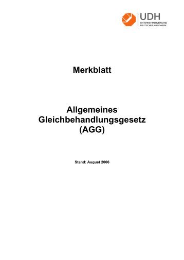 Merkblatt Allgemeines Gleichbehandlungsgesetz (AGG)