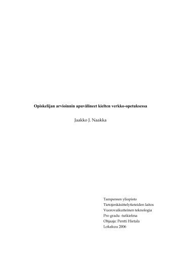 Opiskelijan arvioinnin apuvÃ¤lineet kielten verkko-opetuksessa ...
