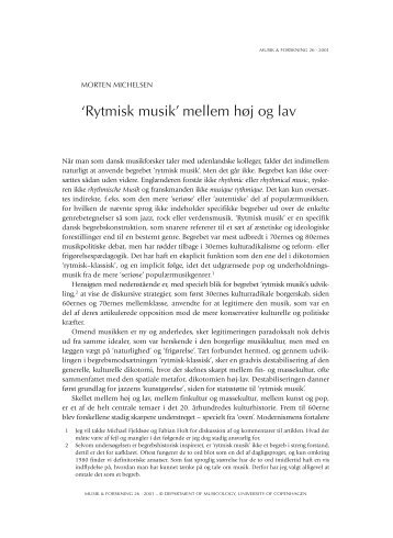 'Rytmisk musik' mellem hÃ¸j og lav - dansk musikforskning online