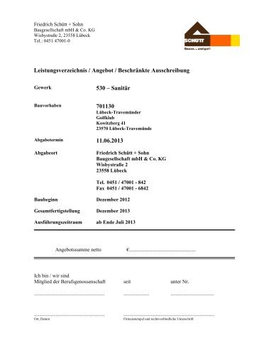 LV 530 - Sanitär.pdf - Friedrich Schütt + Sohn Baugesellschaft mbH ...