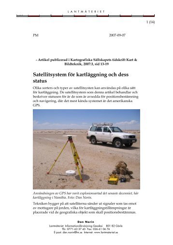 Satellitsystem fÃ¶r kartlÃ¤ggning och dess status (pdf) - LantmÃ¤teriet