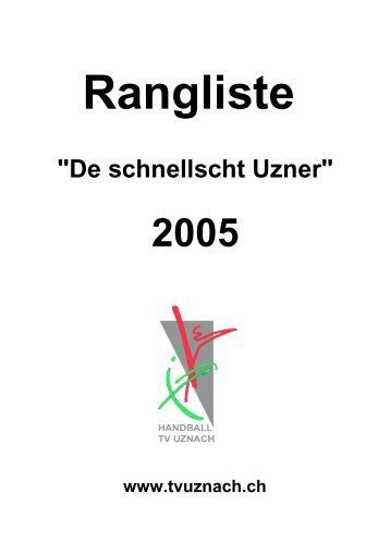 Rangliste "De schnellscht Uzner 2005" - Handball TV Uznach