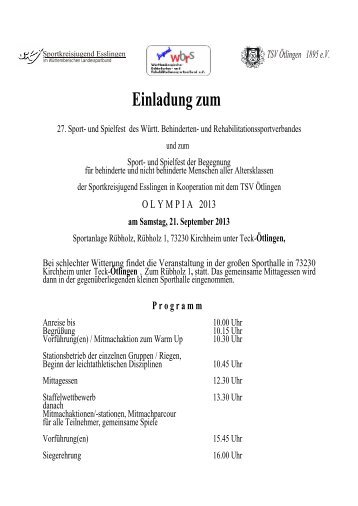Einladung zum - Württembergischer Behinderten- und ...