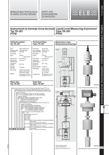 Instrumenti za merenje  nivoa tecnosti Tip TK-301 PTFE Liquid Level ...