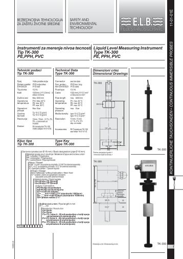 Instrumenti za merenje  nivoa tecnosti Tip TK-300 PE,PPH, PVC ...