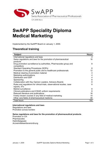 SwAPP Specialty Diploma Medical Marketing