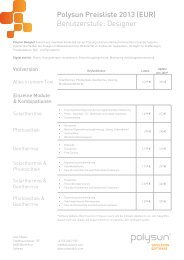 Polysun Preisliste 2013 (EUR) - Vela Solaris AG