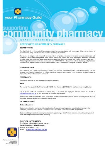 CERTIFICATE II IN COMMUNITY PHARMACY - The Guild