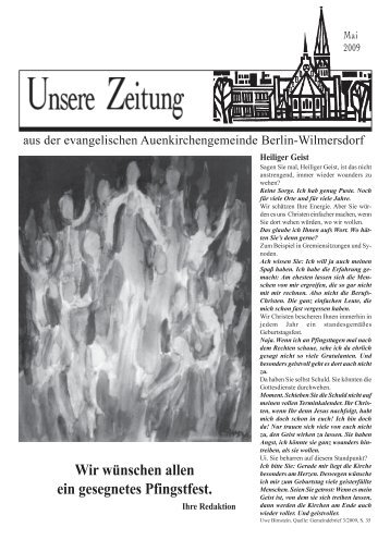 Wir wÃ¼nschen allen ein gesegnetes Pfingstfest. - Auenkirche Berlin ...