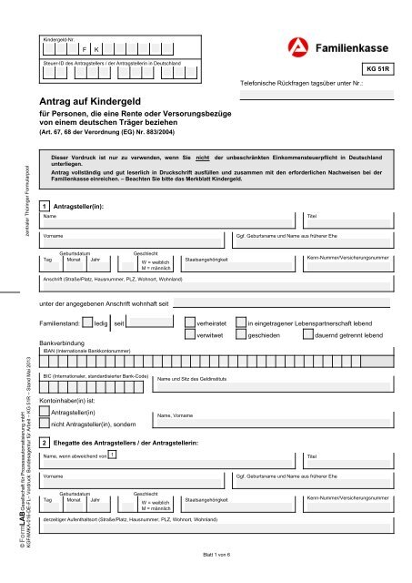 Antrag Auf Kindergeld Fa R Personen Die Eine Rente Oder