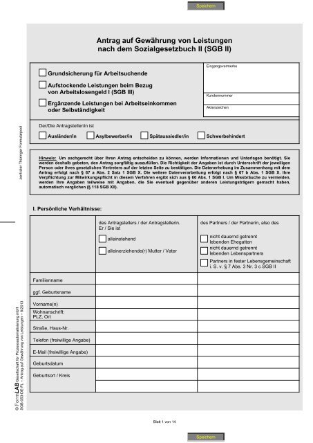 SGB II - Zentraler ThÃ¼ringer Formularservice