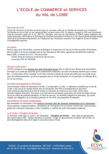 L'ECOLE de COMMERCE et SERVICES du VAL de LOIRE - L'Etudiant