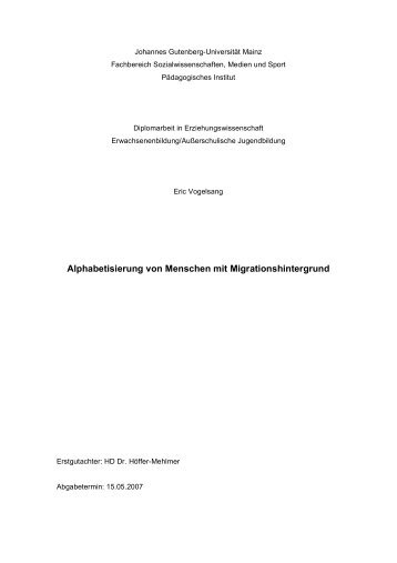 ALPHA QUINTO Diplomarbeit - Landesarbeitsgemeinschaft anderes ...