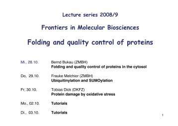 Folding and quality control of proteins in the cytosol - ZMBH