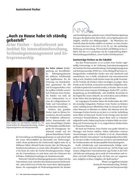 Munich School of Management Magazine 2006/07 - FakultÃ¤t fÃ¼r ...