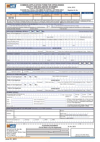 common application form for open-ended equity and ... - Thefinapolis