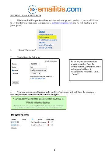 how to set-up an Extension - Emailitis