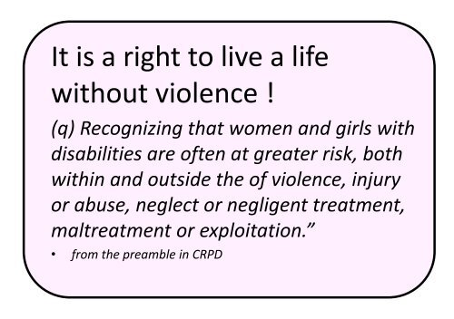 The right to live a life without violence